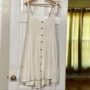 Ivory Flowy Front Button Midi Dress